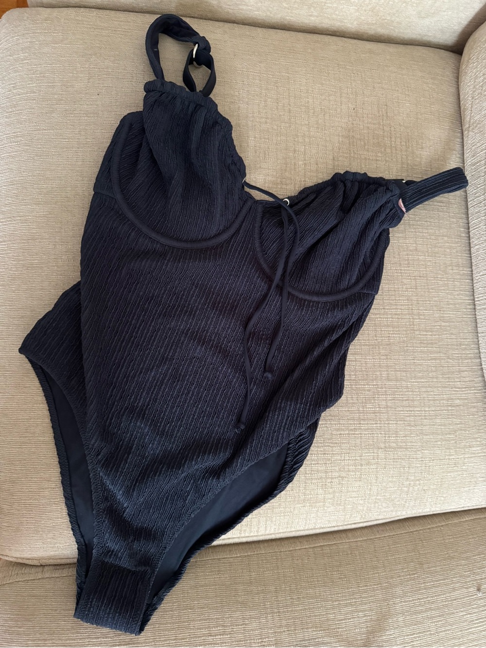 Bronx Black Textured One-Piece Swimsuit